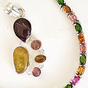 Pretty Petite Sterling Tourmaline Gemstone Pendant